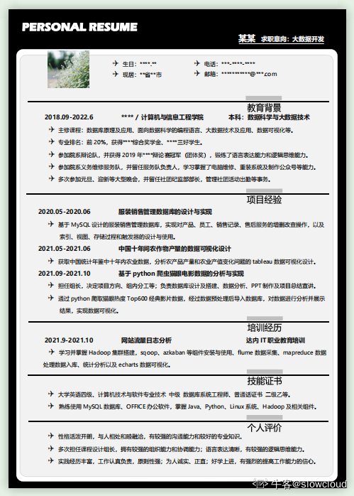 大数据开发简历 - 大数据开发简历填写-第6张图片-华田资讯 大数据开发简历 - 大数据开发简历填写-第6张图片-华田资讯